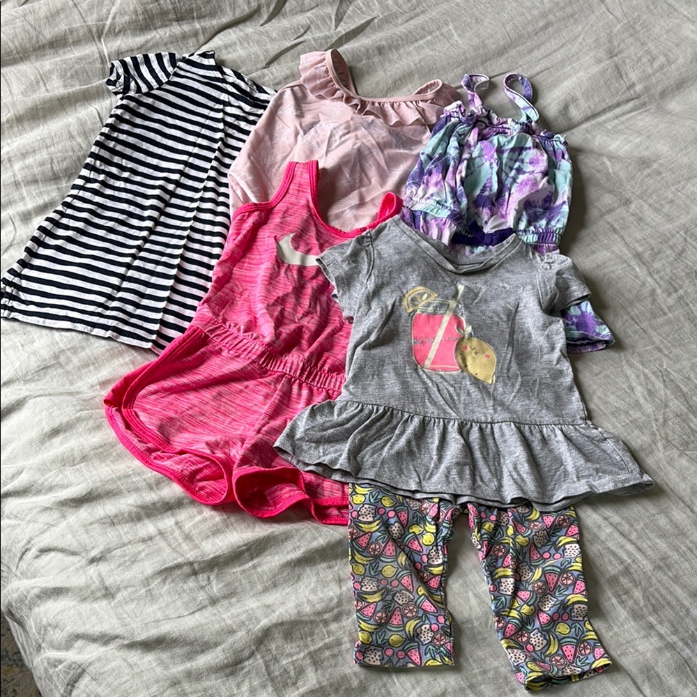 2T 6pc Toddler Girls Clothing Bundle Multiple Brands Summer Outfits